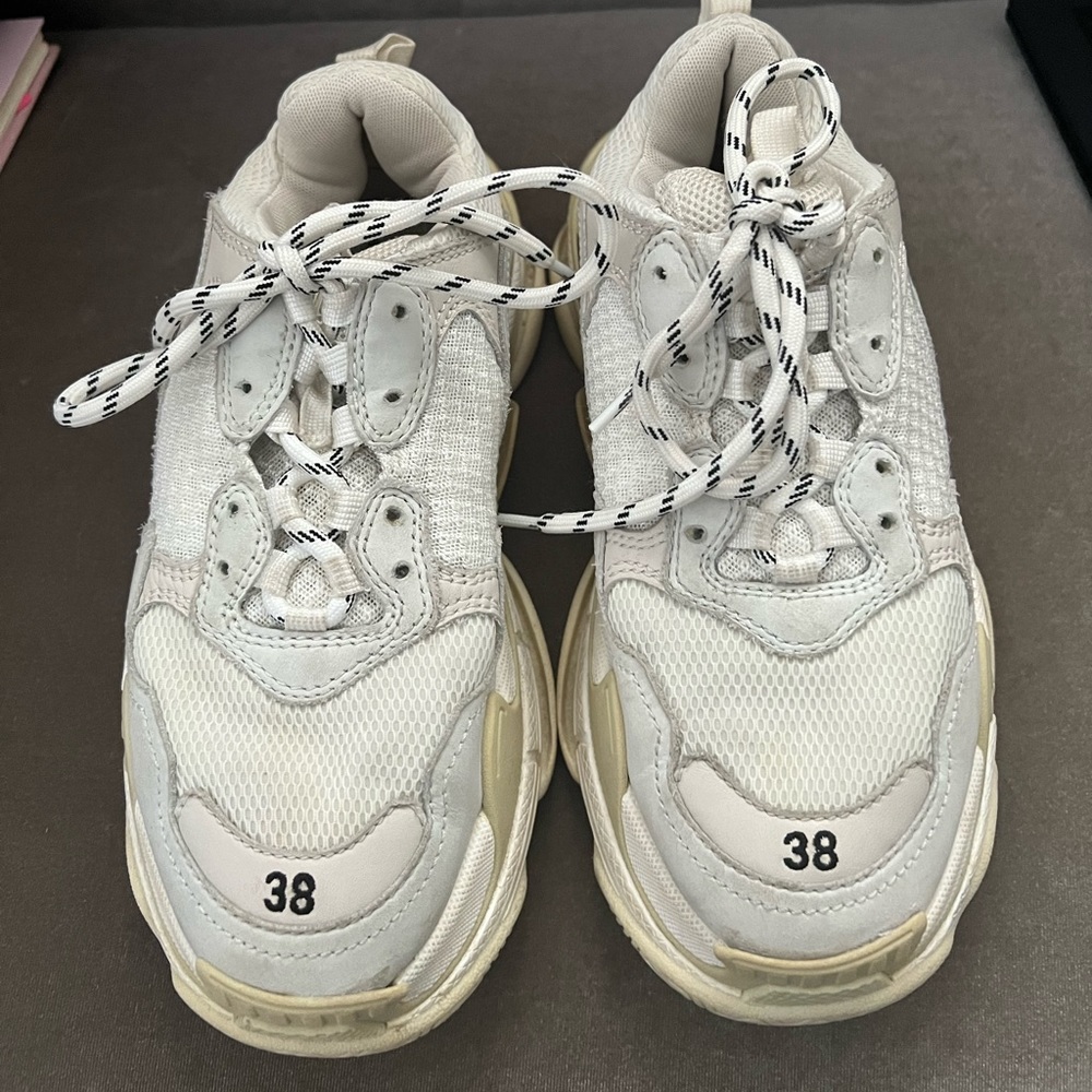 Triple S logo-embroidered faux leather, faux nubuck and mesh sneakers